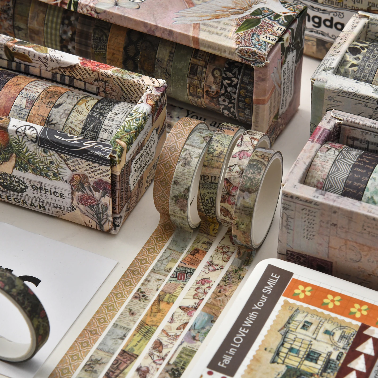 20pcs First Time Meet Series Washi Tape Set 7mm Retro Flower Adhesive Masking Tapes Decoration Stickers F7585 2