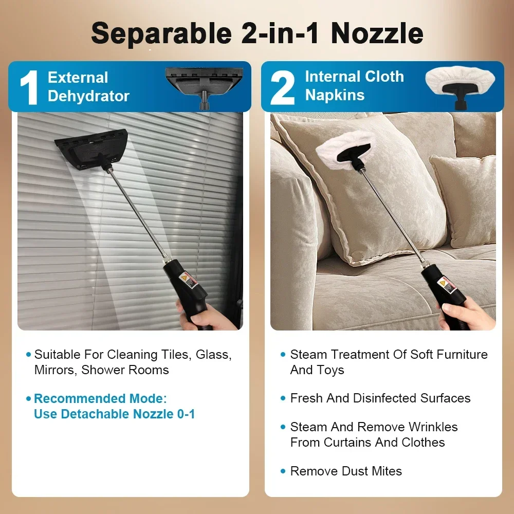Steam Cleaning Machine Steam Cleaner High Temperature Disinfection Air Conditioning Kitchen Range Hood Machines with Brush Heads for Kitchen Furnitures