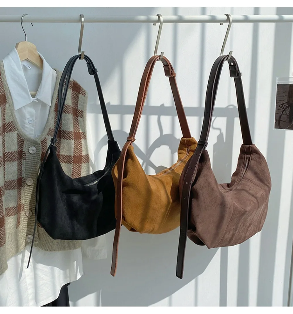 

Plush Dumpling Bag 2023 Autumn Korean Fashion Shoulder Crossbody Bag For Women Large Capacity Hobo Handbags Fashion Female Bag