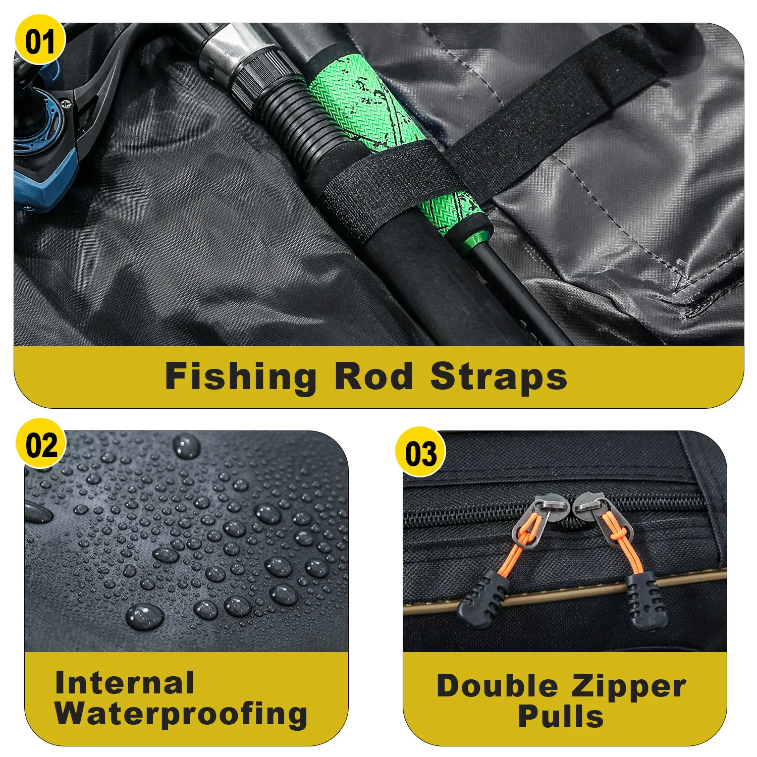 Sougayilang Fishing Rod Case, 3 Layers Organizer Fishing Pole Storage Bag  Fishing Rod and Reel Carrier Organizer for Travel