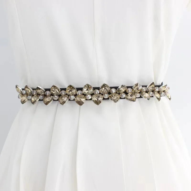 Rhinestoneembellishedbeltdressdressdecorativeelasticbeltladies