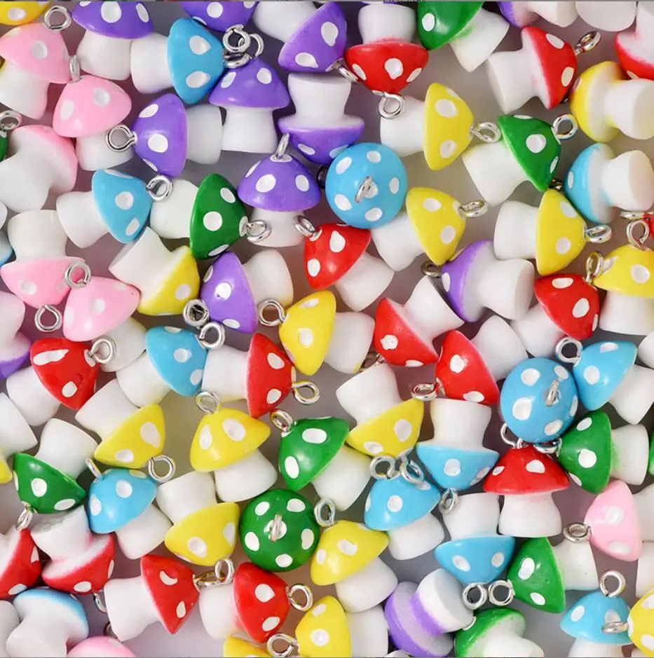 

10Pcs 6 Color mushroom Charms Diy Findings Keychain Bracelets Pendant For Jewelry Making 17*11mm F0177