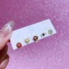 MIGGA 5pcs Mix and Match Hero Stud Earrings Set Gold Color Plated Cubic Zircon Stone Jewelry 2