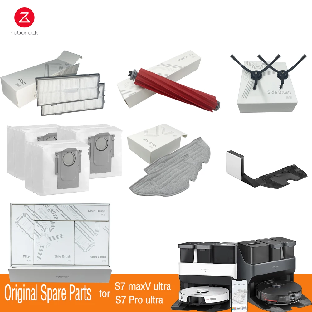 

Roborock S7 MaxV Ultra Accessories Kits Roller Brush Side Dust Bags Mop Pads PRO Smart Drying Kit Water Accesories Eufy