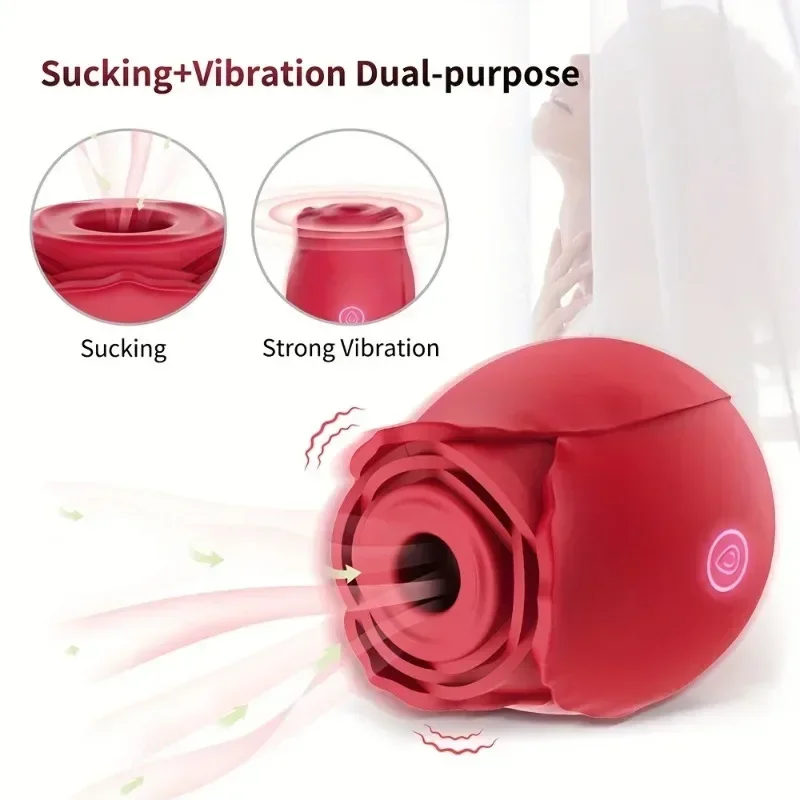Female Powerful Sucking-Rose Vibrator Toy for Women Vacuum Stimulator Oral Nipple Clit Sucker Female Sex Toys Goods for Adults 3