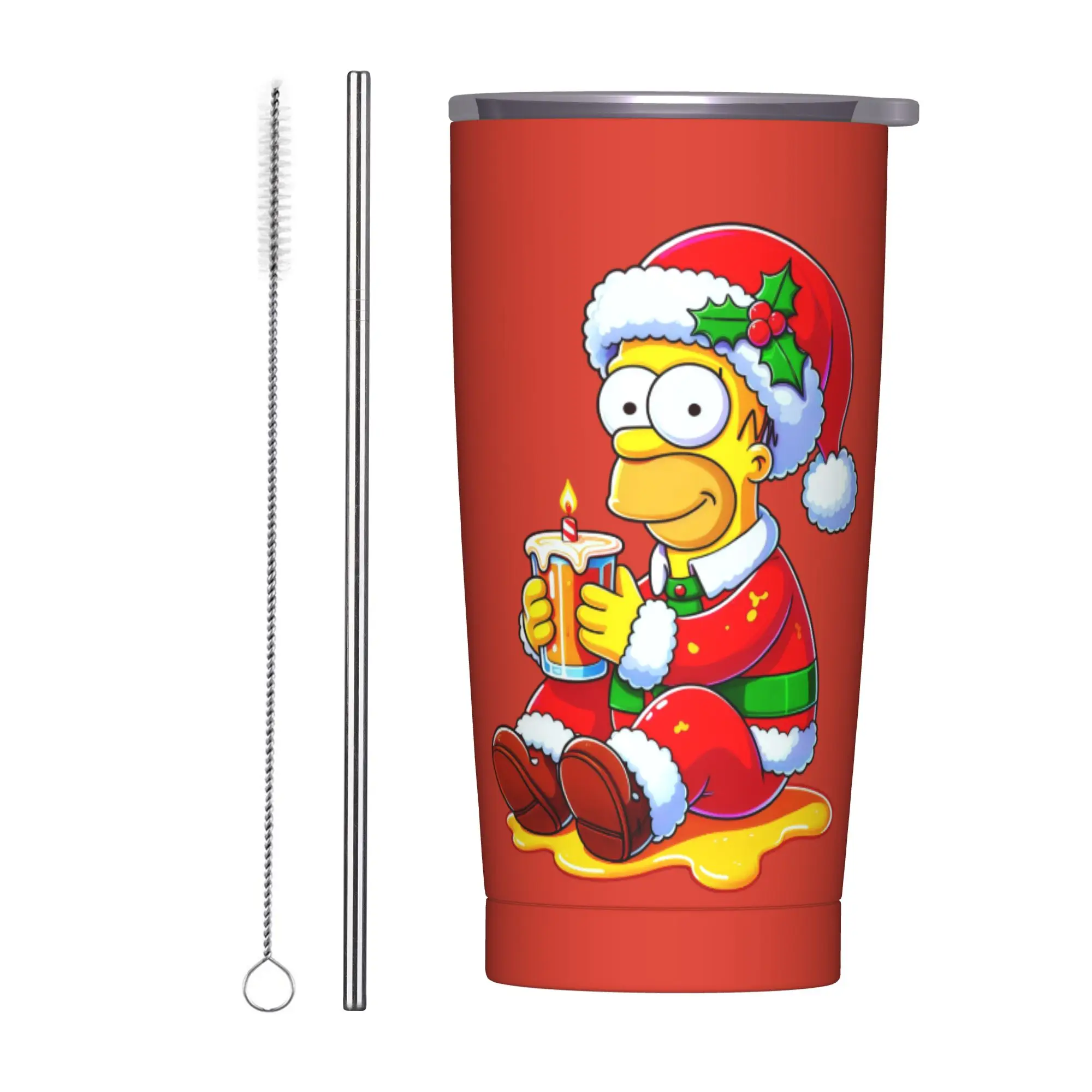 Stainless Steel Tumbler with The Simpsons Cartoon Design - Versatile Hot & Cold Beverage Cup
