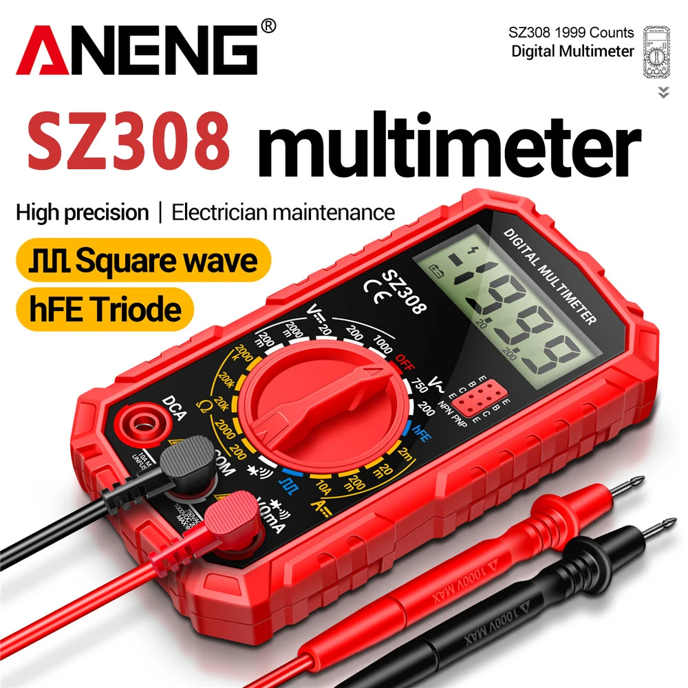 ANENG SZ308 Digital Multimeter Voltage Resistance Meter AC/DC Current Meter Electrician LCD Backlight Ohm Square Wave Test