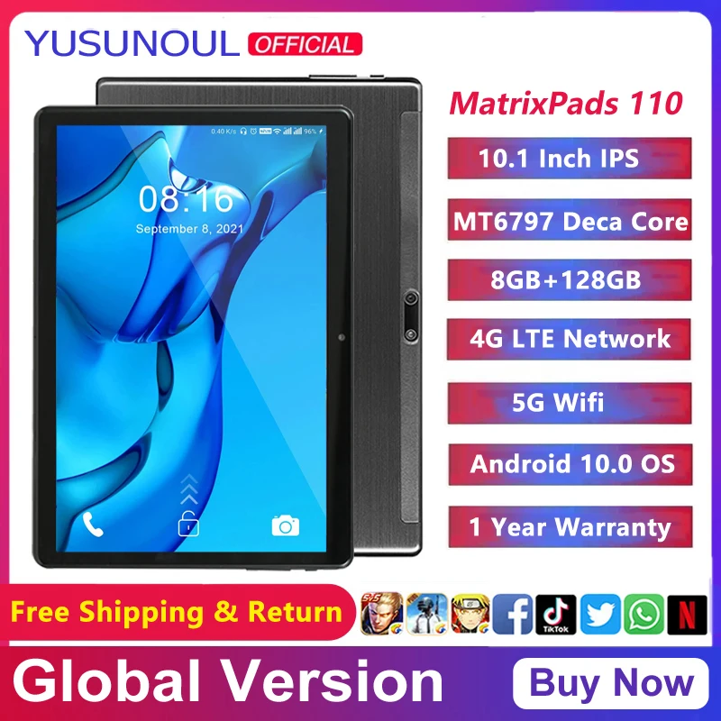 Prise UE) Tablette 4G LTE 8000mAh 8GB RAM 128GB ROM EU Plug 100-240V