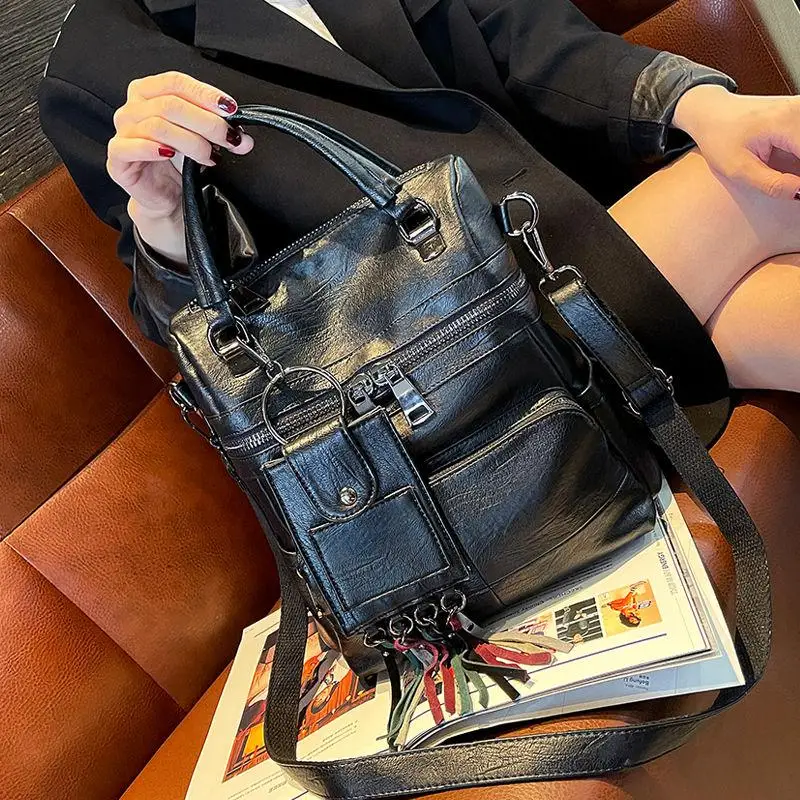 thumbnail image 1 of Nuevo bolso de hombro de cuero Bolso de mano de cuero Bolso de hombro de ocio europeo y americano Bolso de mensajero de gran capacidad Tendencia para mujeres, 1 of 5