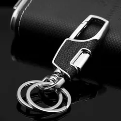 Sleek Double - Ring Metal Keychain - Elegant & Durable with a Sophisticated Finish (Black)