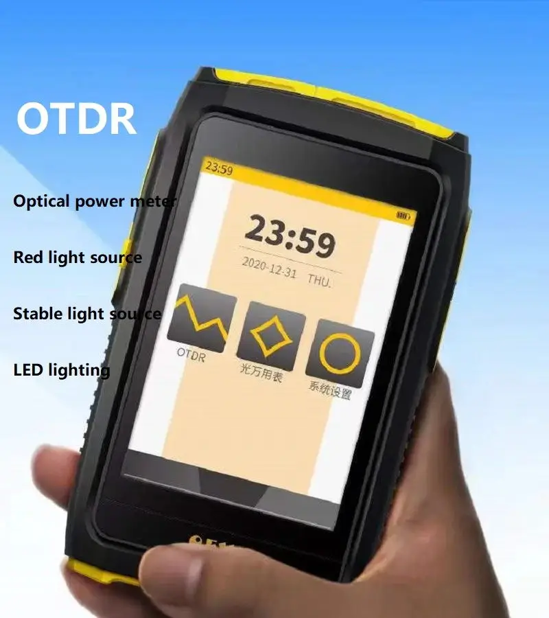 Mini OTDR Active Fiber Live Test, 1550nm, 20dB, Optical Reflectometer, Touch Screen, OPM, OLS, VFL Tester, Sc Connector tribrer 10 in1 1310 1550nm 22 20db 80km opm vfl ols loss test map link optical fiber tester mini otdr