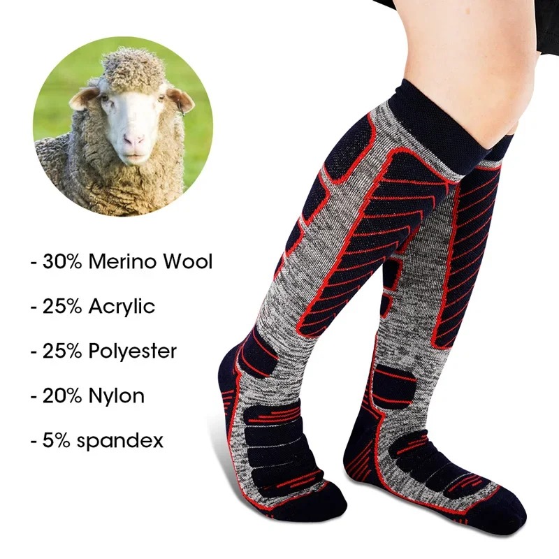 

Thermal Men's Wool Socks Ski Cycling Moto Snowboard Hiking Warmer Merino Wool Women Stocking Mountaineering Hiking Camping Socks