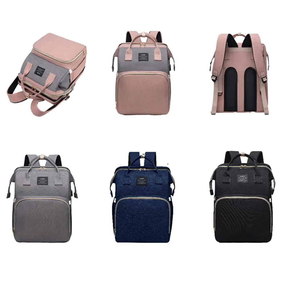 Maternity Bags Baby Mommy Hospital Organizer Backpack Large Capacity Travel Foldable Baby Crib Bed With Changing Mat Diaper Bags