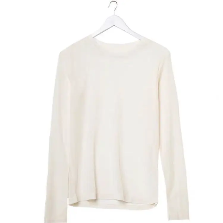 Camiseta de manga larga con protección solar para mujer, jersey de malla transparente de color sólido, camisetas informales finas para mujer, primavera y verano 2024