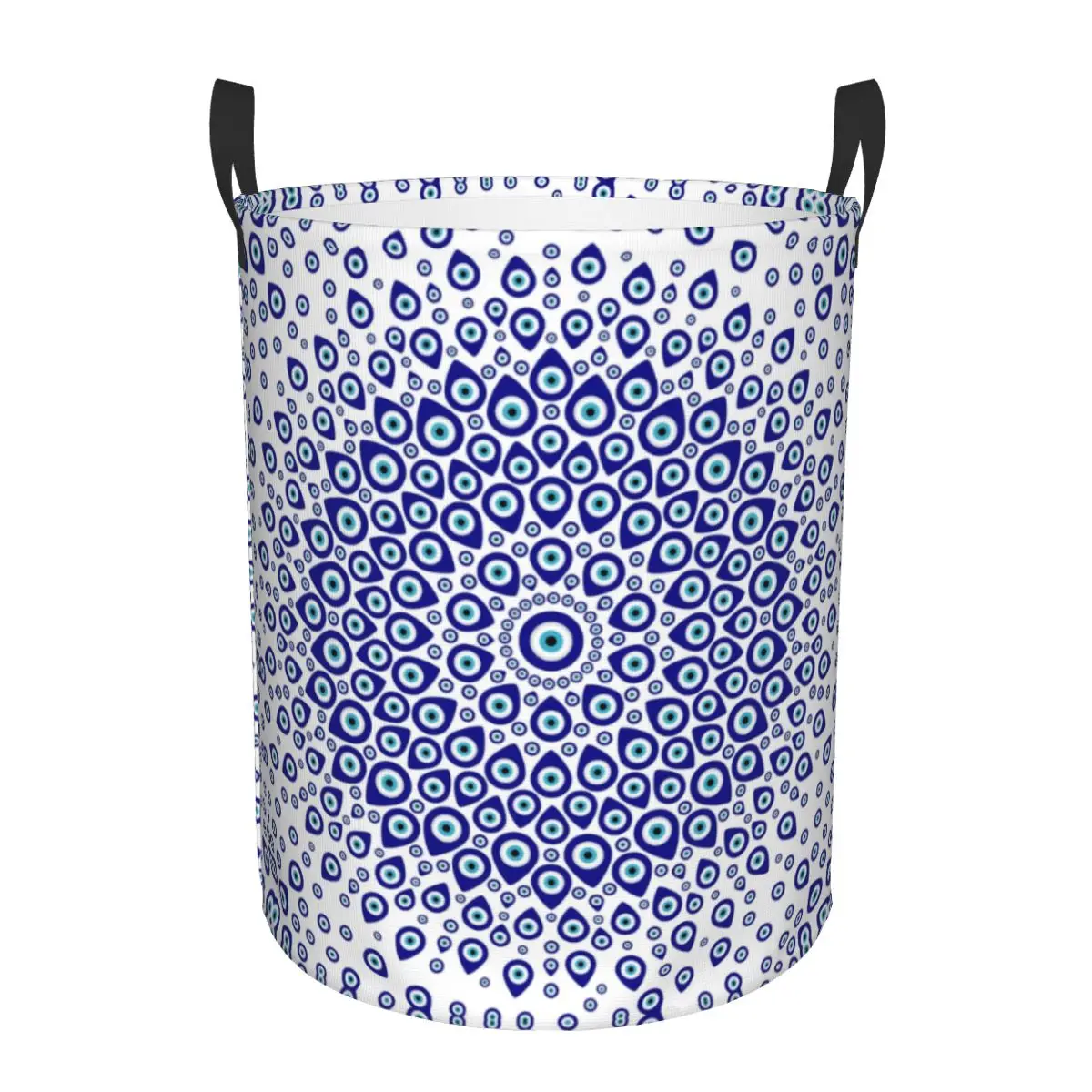 

Nazar Turkish Evil Eye Circular Laundry Hamper Large Storage Basket Tribes Amulet Kids Nursery Toy Organizer