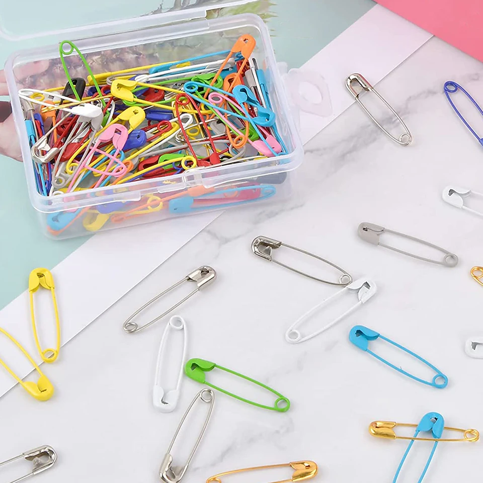 Bewudy 150 pezzi spille di sicurezza piccole, spille di sicurezza grandi da 19 mm, spille di sicurezza curve spille di sicurezza curve per