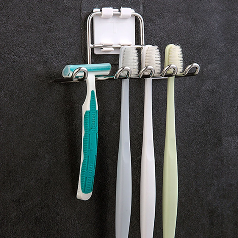 Toothbrush Holder toothbrush holder bathroom storage rack Stainless Steel Toothbrush Holder Shaver Storage Rack Tooth Brush Shelf Toothpaste Holder Rack Bathroom Organizer Accessories