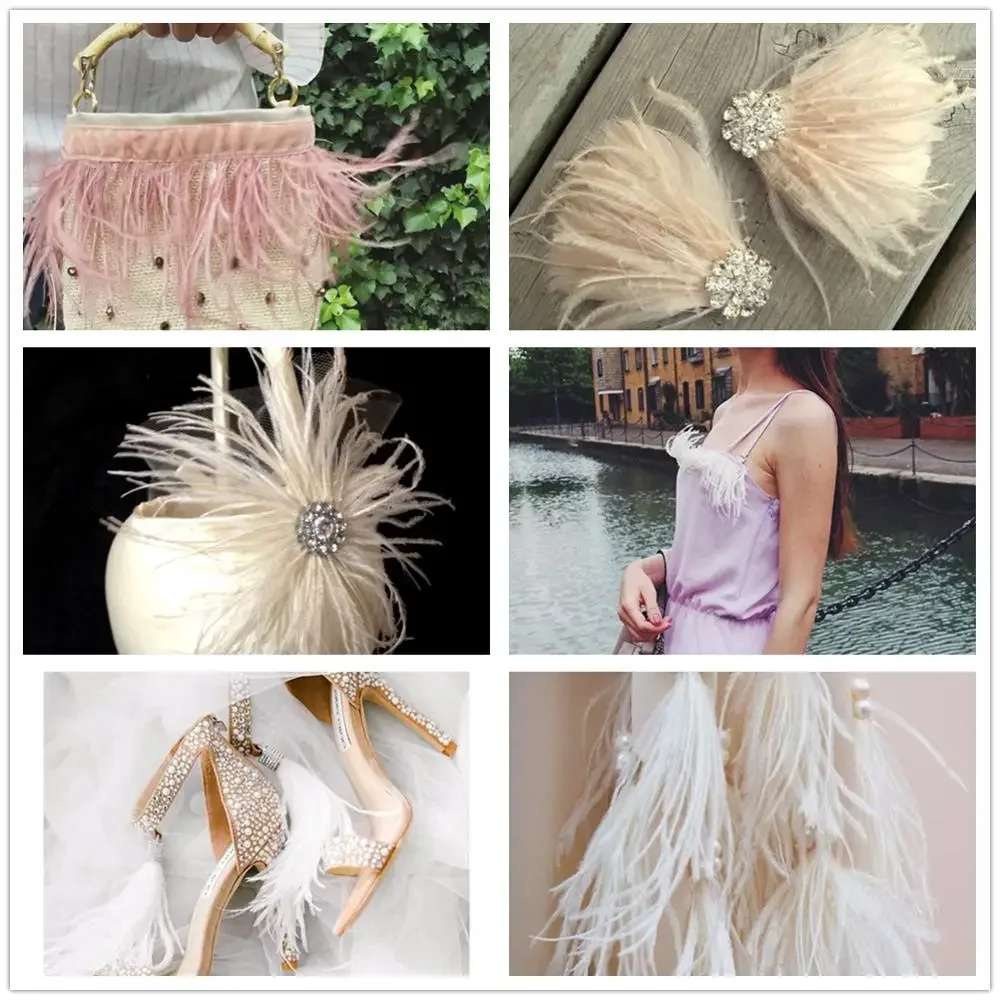 Ostrich Feathers 1Meters on Tape Ribbon Fringe Trim 8-10cm
