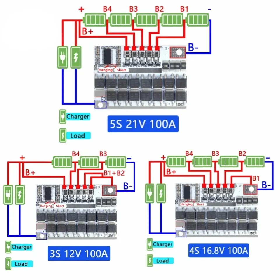 1-10pcs 3s/4s/5s Bms 3.7v 12v 16.8v 21v 100a Li-ion Ternary Lithium Battery Protection Circuit Board Li-polymer Balance Charge