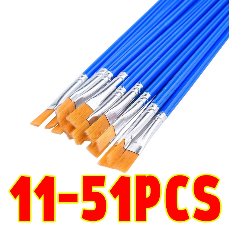 

11-51pc Memory Nylon Brush Set Painting Graffiti Acrylic Watercolor Professional Art Supplies Plastic Rod Aluminum Tube Line Pen
