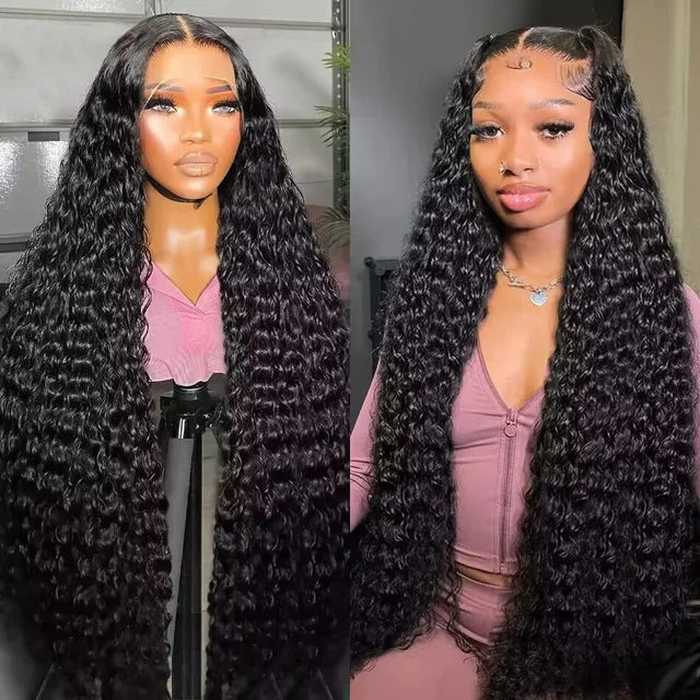 Perruque Lace Front Wig Deep Wave brésilienne naturelle, cheveux humains, 13x4, 13x6, pre-plucked, transparente HD 1