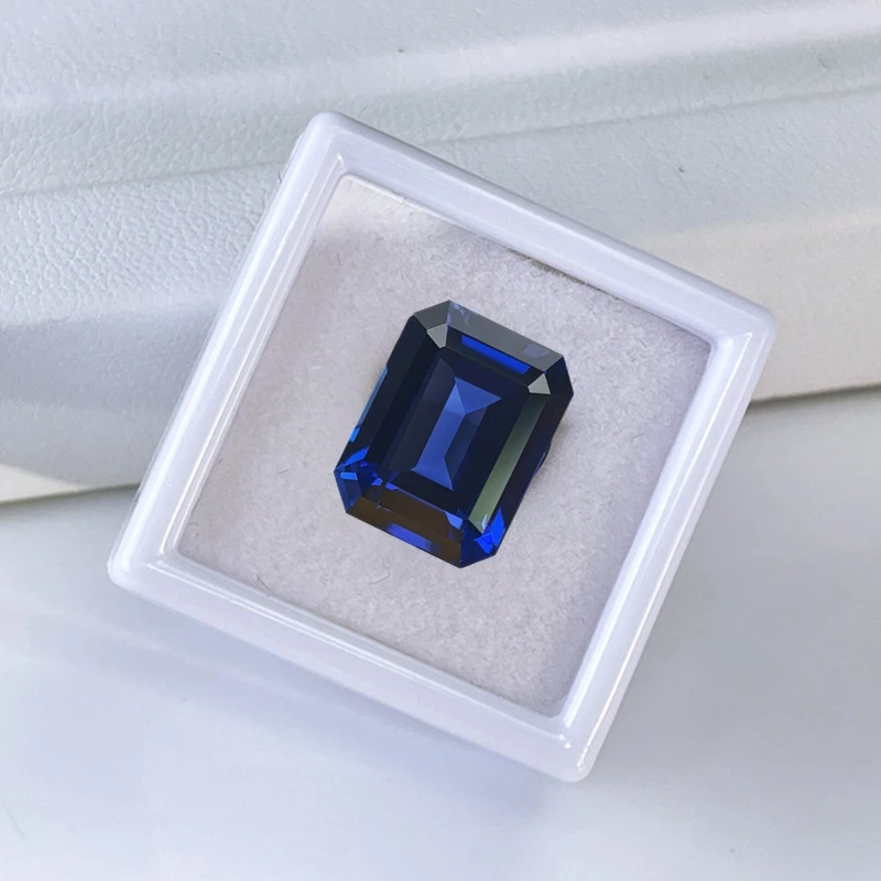 Premium Blauer Saphir Test VVS Mohs-Härte Edelsteine Smaragdschliff für Schmuckherstellung/Edelsteinsammlung Box-Verpackung Stein – Detail 3