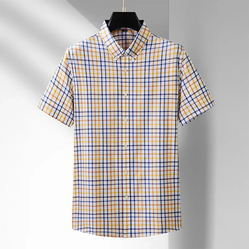 

New Arrival Summer Shirts High Quality Cotton Fashion Male Plaid Formal Casual Men Short Sleeve Super Large Plus Size M-7XL 8XL