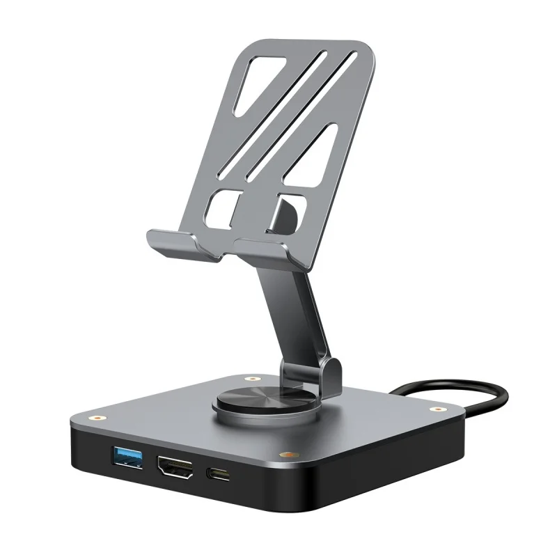 3-in-1 조절식 스위치 폰 패드 스탠드 및 USB-C 허브, HDMI2.0(4K @ 60Hz),USB2.0,PD 100W 충전 포트, 아이폰 15 아이패드 프로용
