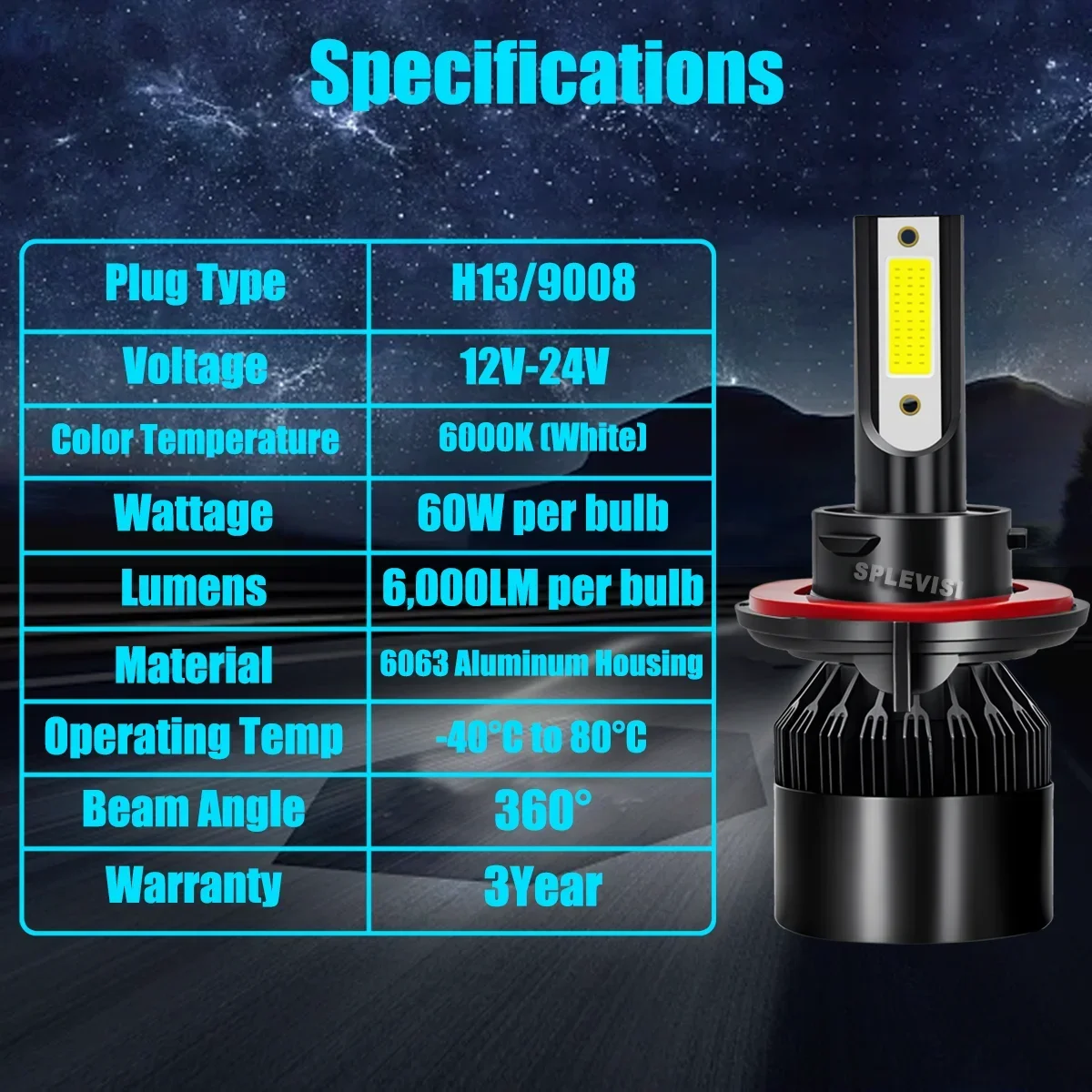 Led 자동차 헤드 라이트 6000K H13 9008 램프 조명 과열 보호 Ford MUSTANG 2005-2012 2006 2007 2008 2009 2010 2011