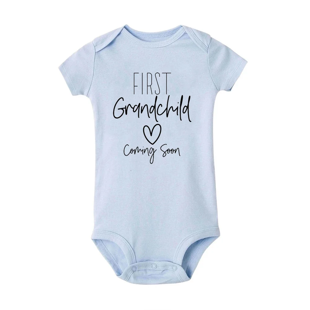 First Grandchild Coming Soon Announcement Newborn Baby Bodysuits Funny Boy Girl Short Sleeve Jumpsuit Gift for New Grandparents 4