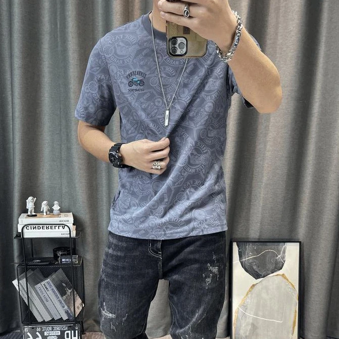 Man Tee Shirts Summer Short Quarter Sleeve Top Aesthetic