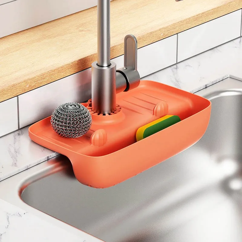 Silicone Kitchen Faucet Mat Sink Splash Pad Drain Pad Bathroom Countertop Protector Shampoo Soap Dispenser Quick Dry Tray