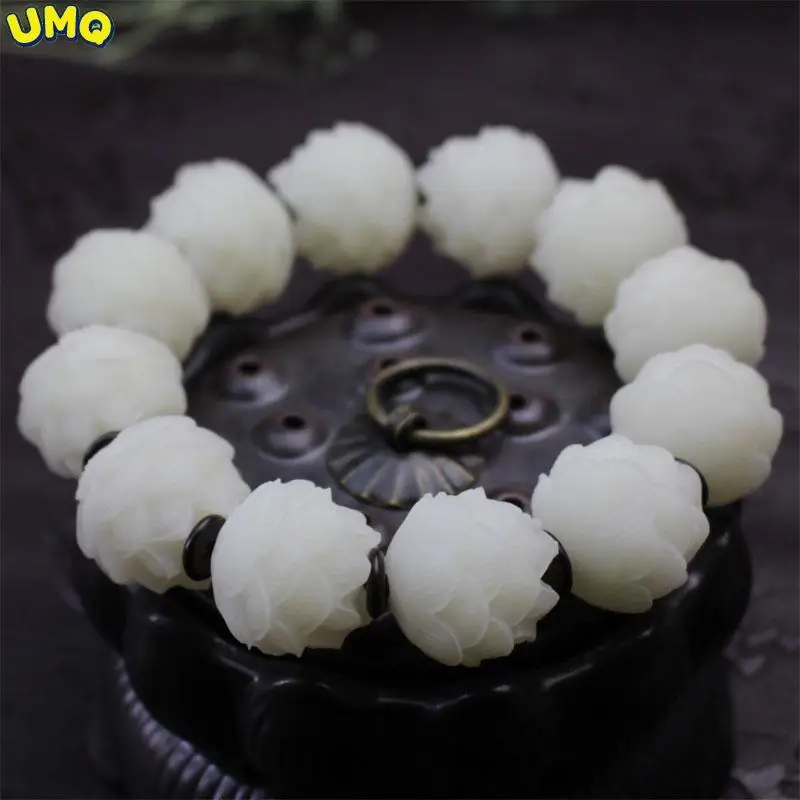 Vintage Bodhi Roots White Jade Seeds Hand String Original Seed Carving Loto A 5 Strati Semplice Ornamento Artistico In Stile Antico Per Uomo W