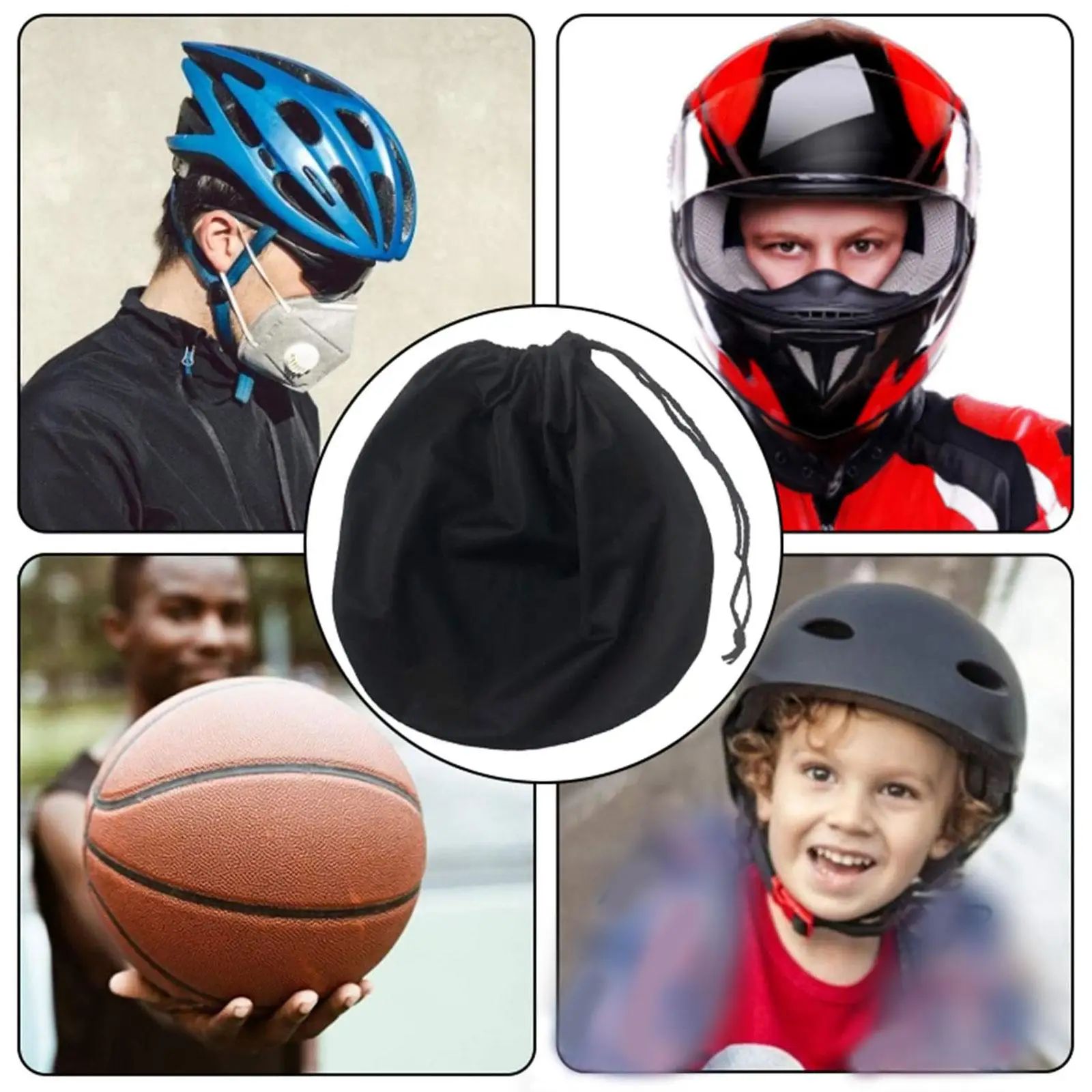 Helmet Bag Plush Soft Drawstring Pocket Dust Proof Good Toughness Full Half Helmet Storage Bag For Motorcycle Cycling Scoot S0H9
