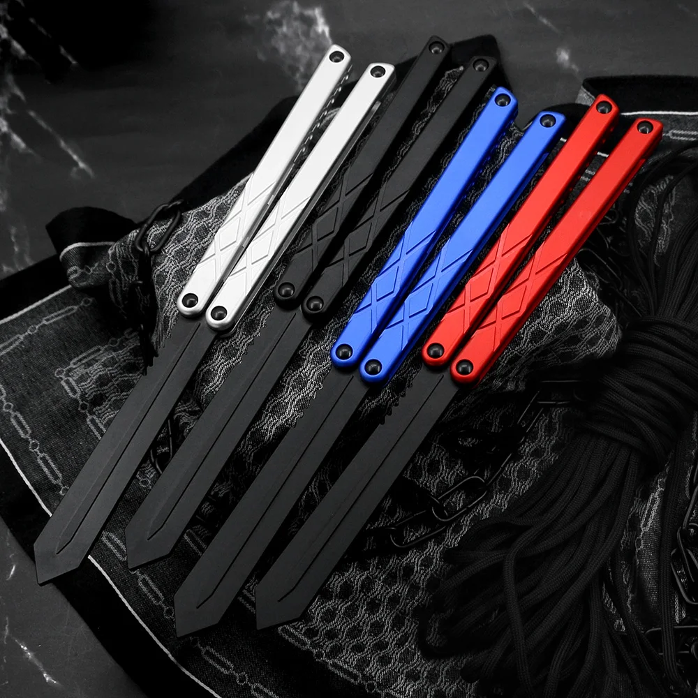 

2023 Magic Butterfly Trainer Knife Aviation Aluminum 6061-T6 Blade and Handles Not Sharp Hunting Survival Knife Folding EDC