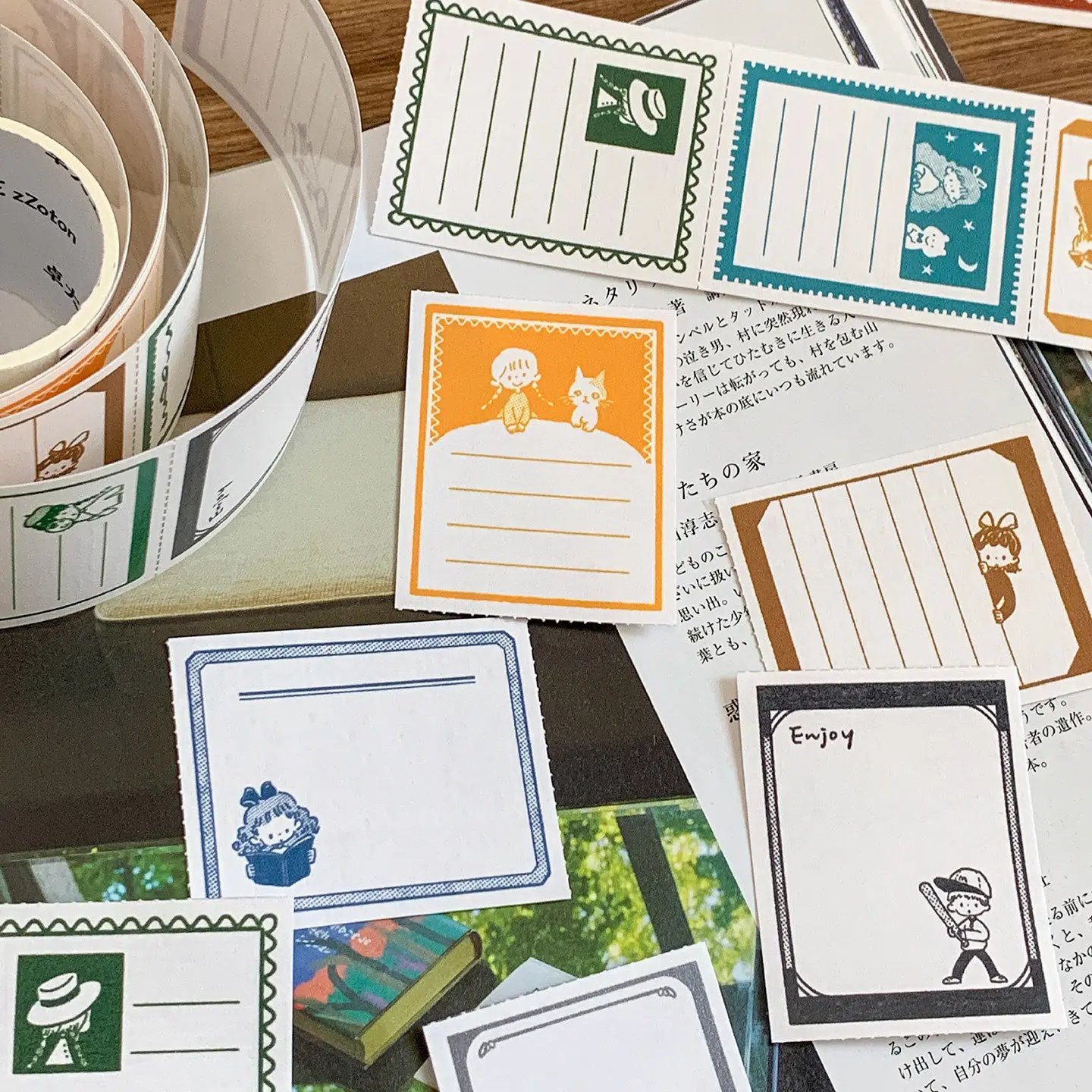 ZZOTON [고대 문자 테이프] 간구 종이 필기용 특수지 레트로 테두리 저널