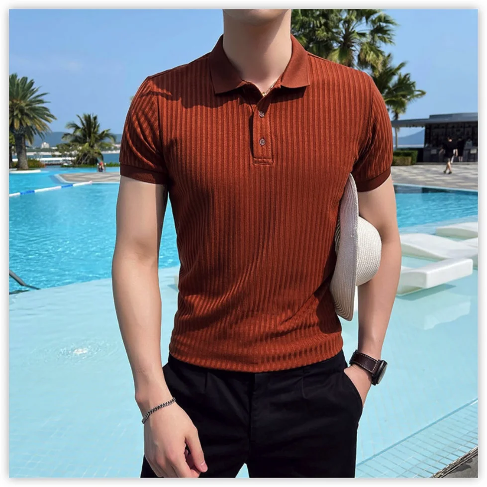 Summer Thin Ice Silk Knitted Polo Shirts Mens Elasticity Mesh Casual T  Shirt Male Short Sleeve O-Neck Slim Fit Breathable Polos - AliExpress