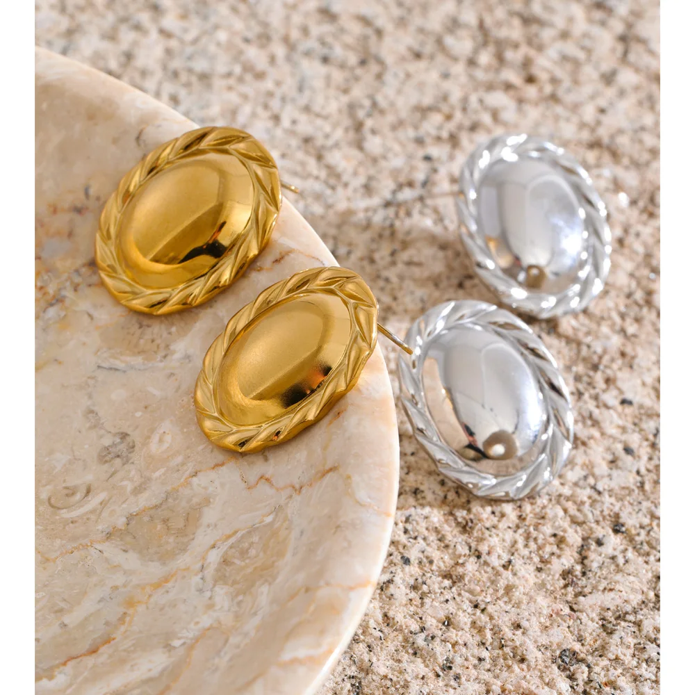 Yhpup Earrings Stainless Steel Simple Waterproof All Occasions
