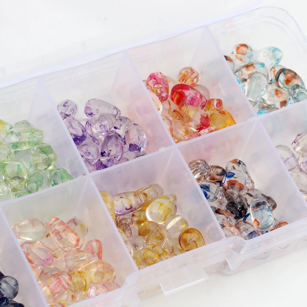 

Water Drop Side Hole Color Crystal Glass Loose Beads Set DIY Fashion Drop Earrings Jewelry Making Accessories