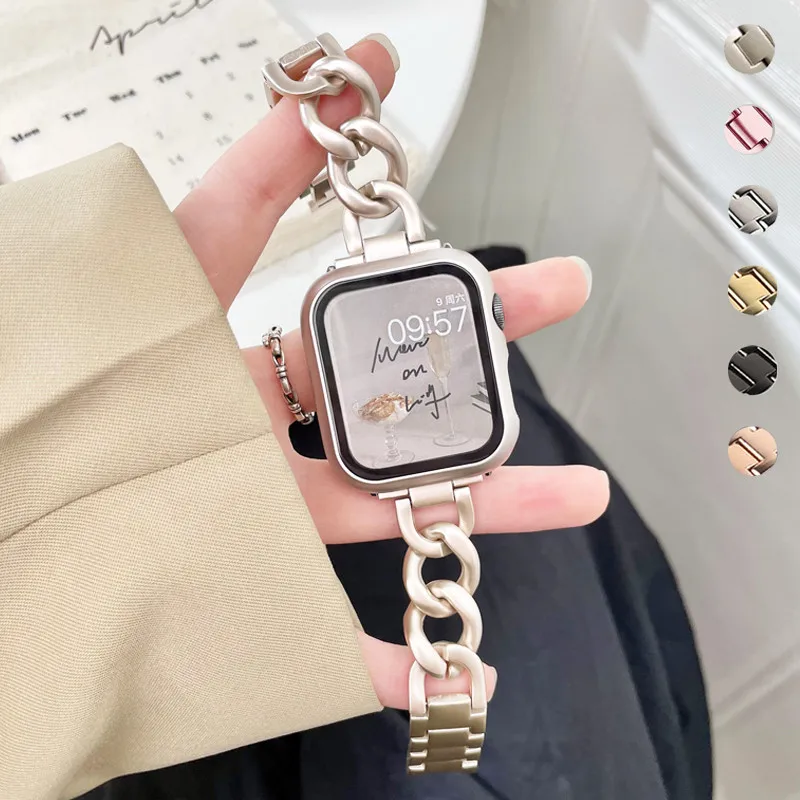 

Женский металлический ремешок для Apple Watch 1 шт., браслет из нержавеющей стали для iWatch 7 44 38 мм, Apple Watch 7 41 45 мм, 6 5 4 40 42 мм