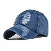 Distressed Ripped Denim Baseball Cap for Men Women's Caps Cotton Jeans Blue Summer Hats for Women 2