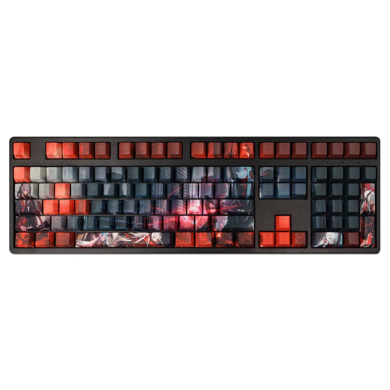 Pbt Dye Sub Backlit Keycaps Anime Gaming Key Caps para Ansi 61 87 104 108 Chaves Grupo Rainbow Punishing Crimson Abyss Keycap - Imagem 2
