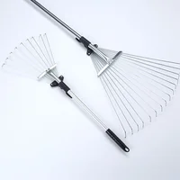 Leaf garden leaf rake Fan Rake with Handle Retractable Gardening Cleaner Rake for Leaf Grass garden metal rakes Lawn garden 1