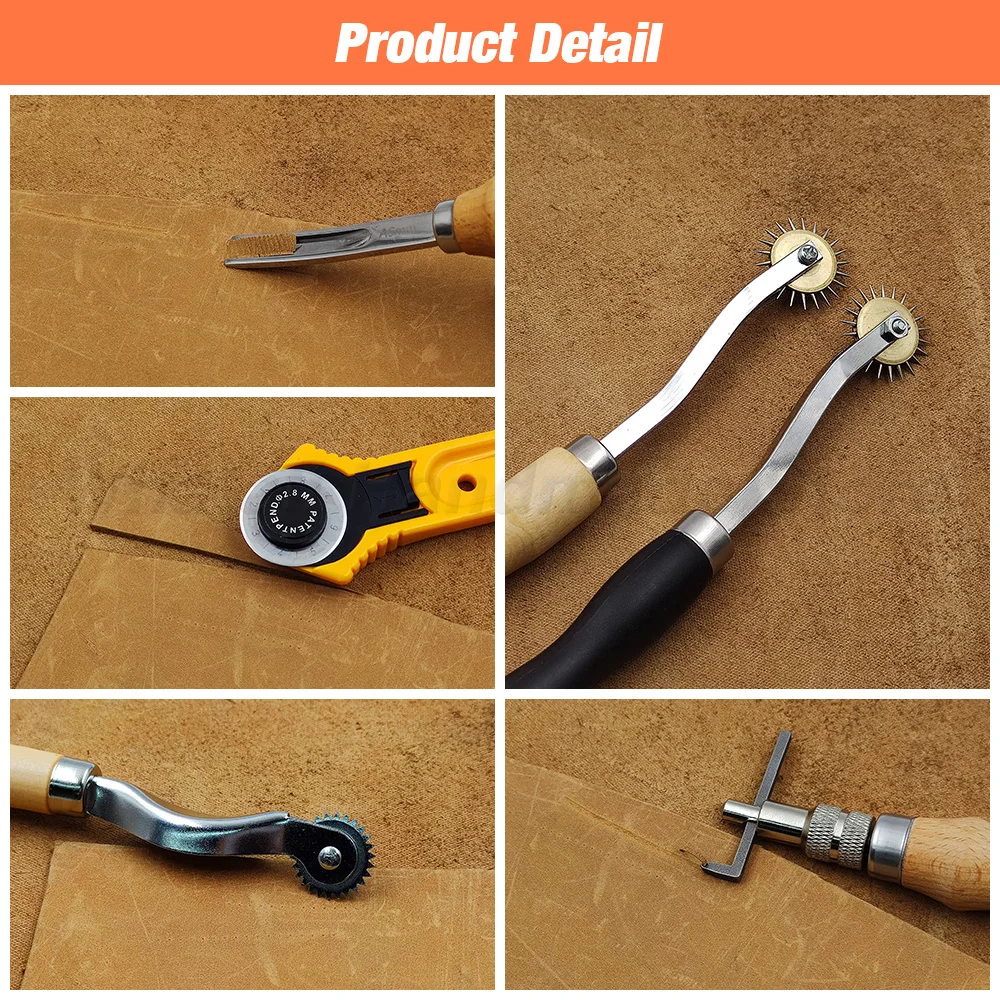 Leather craft tool kit for DIY leather accessory hand sewing