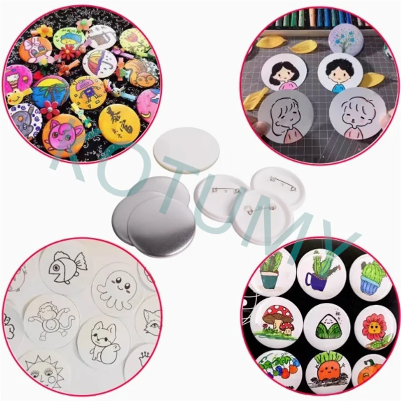 Badge Maker Machine DIY Button Pin Brooches Press Making Tool Comes with 100 Sets of Badge Materials and Circular Cutter