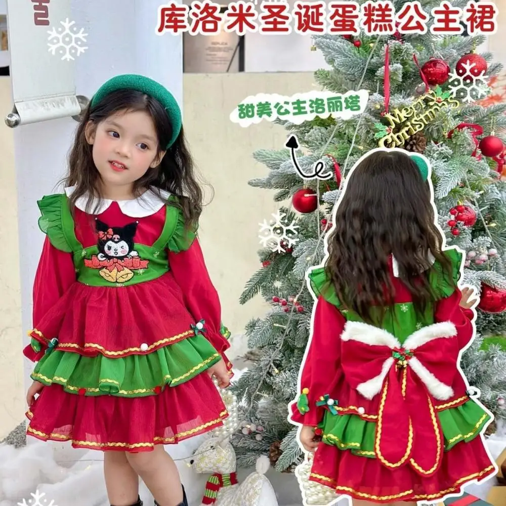 

Sanrio Kuromi Girls Lolita Princess Dress Cartoon Anime Casual Sweet Skirt Autumn Winter Children's Clothing Christmas Gift