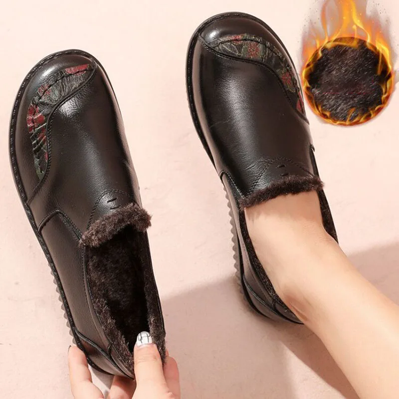 Luxus Bequeme Mama Schuhe frauen Müßiggänger Ballerinas Ältere Frau Echt Leder Mokassins Mom Vintage Schuhe Ohne Absätze – Detail 29