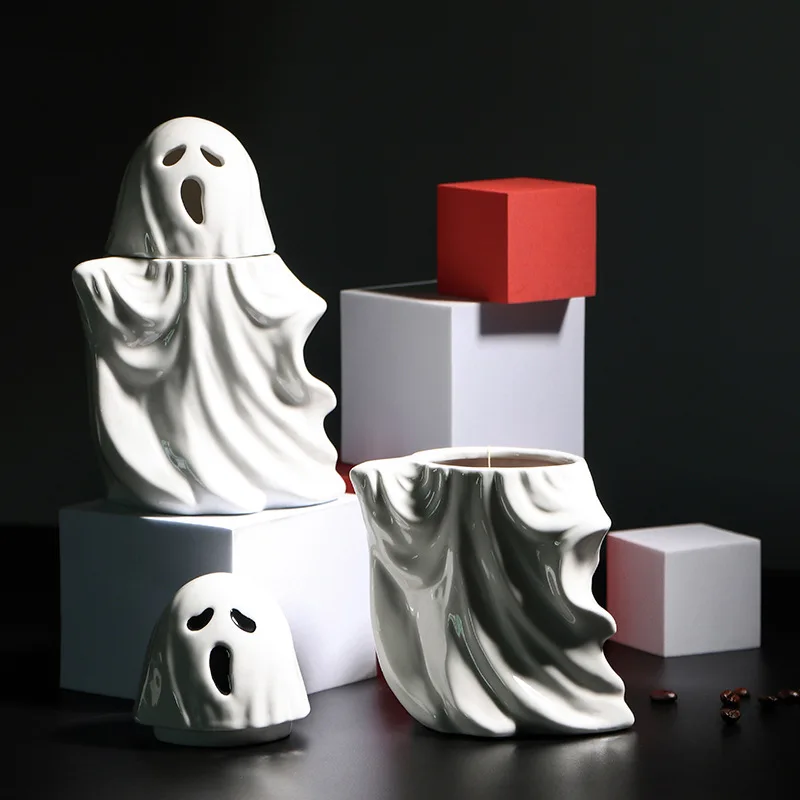 

Porcelain monster man spoof three-dimensional shape ceramic cup white ghost cup cartoon mug Halloween gift