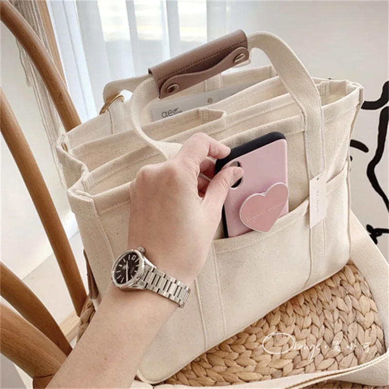 Canvas Mommy Bag Large Maternity Bag Multifunctional Mother and Baby Diaper Shoulder Crossbody Bags for Women Stroller Bag 6