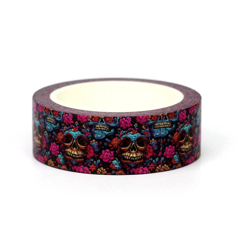 2024 NEW 1pc 10M Decor Skull and Rose Halloween Washi Tape for Scrapbooking Masking Tape Cute Journaling Stationery 2